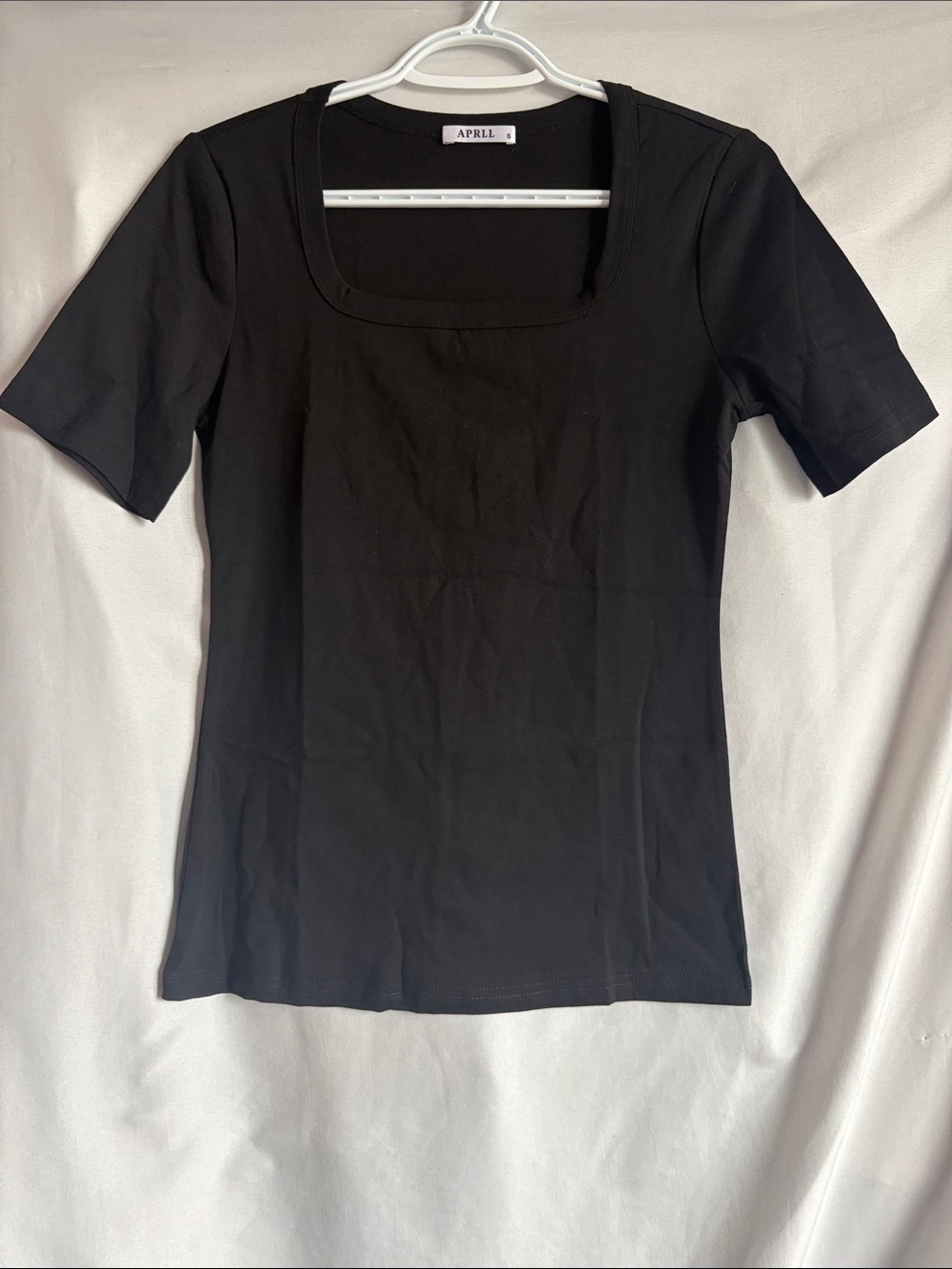 Aprll Black Square Neck Short Sleeve Top